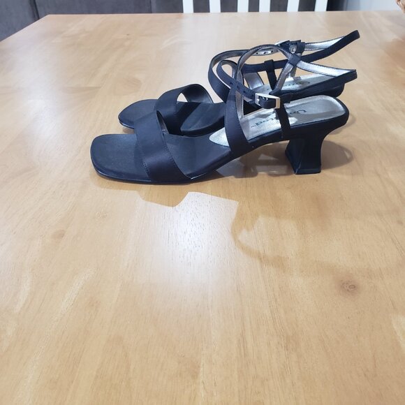 Unlisted Brand Black Formal Satin Sandals Size 8 - Picture 3 of 6